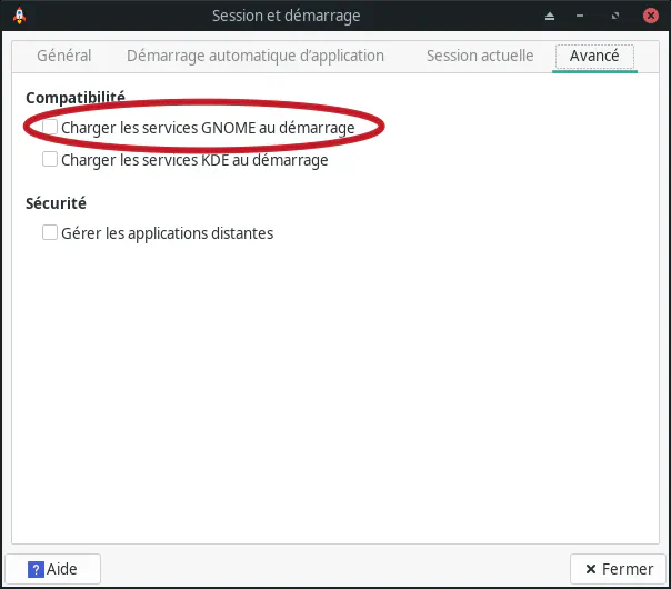 Désactiver les services GNOME dans les applications au démarrage
